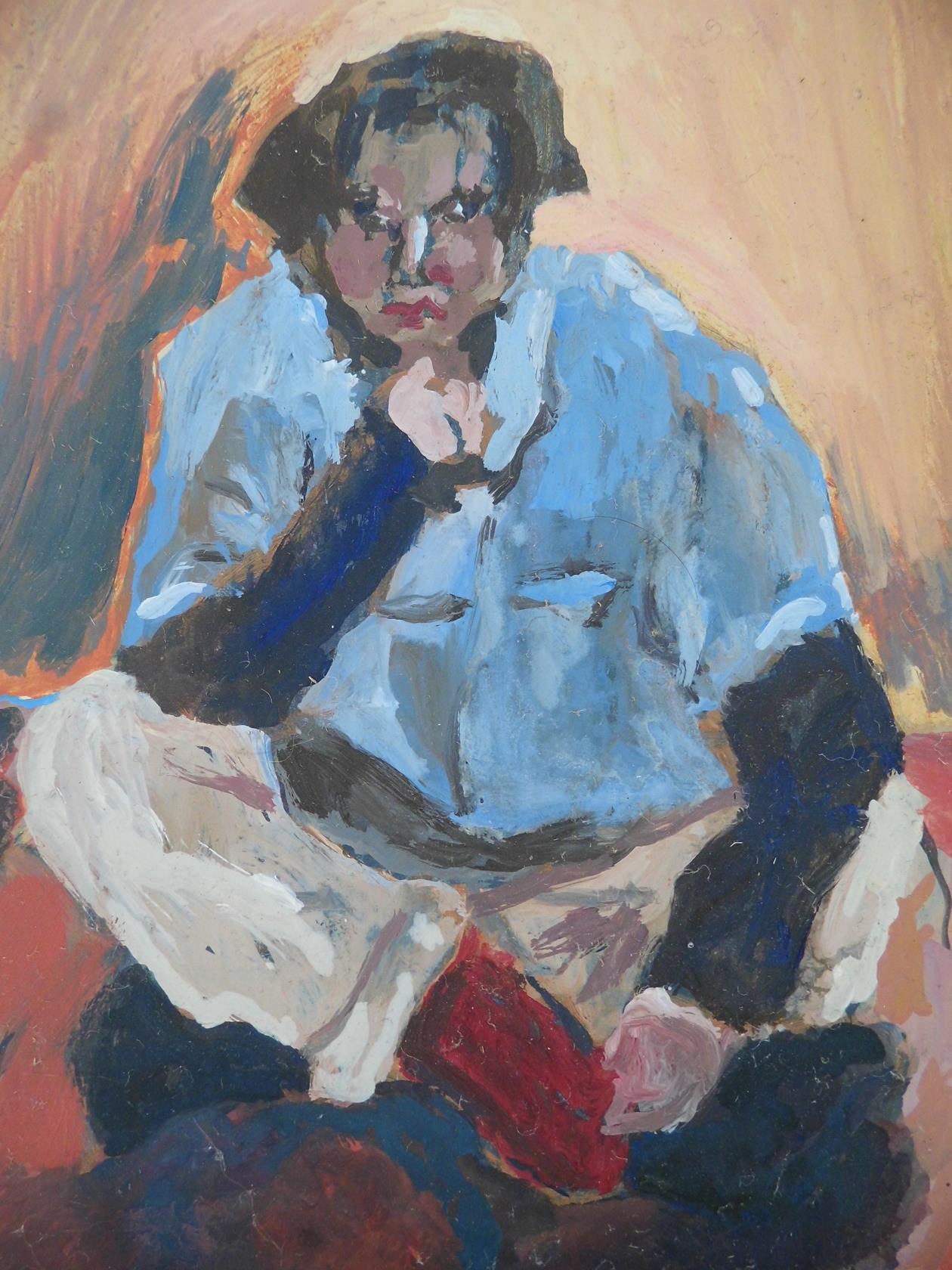 'What Are You Staring At?' From the 'Cross Legged Series' Oil on Board 1995