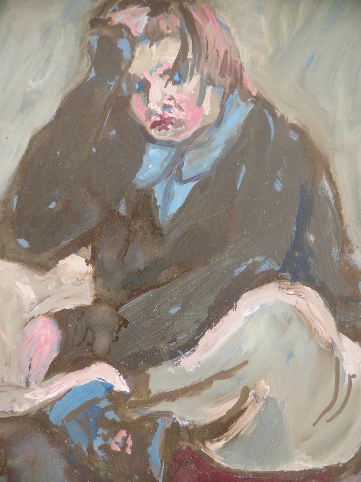 'Why Don't You Just Go Away?' From the Cross Legged Series Oil on Board 1995