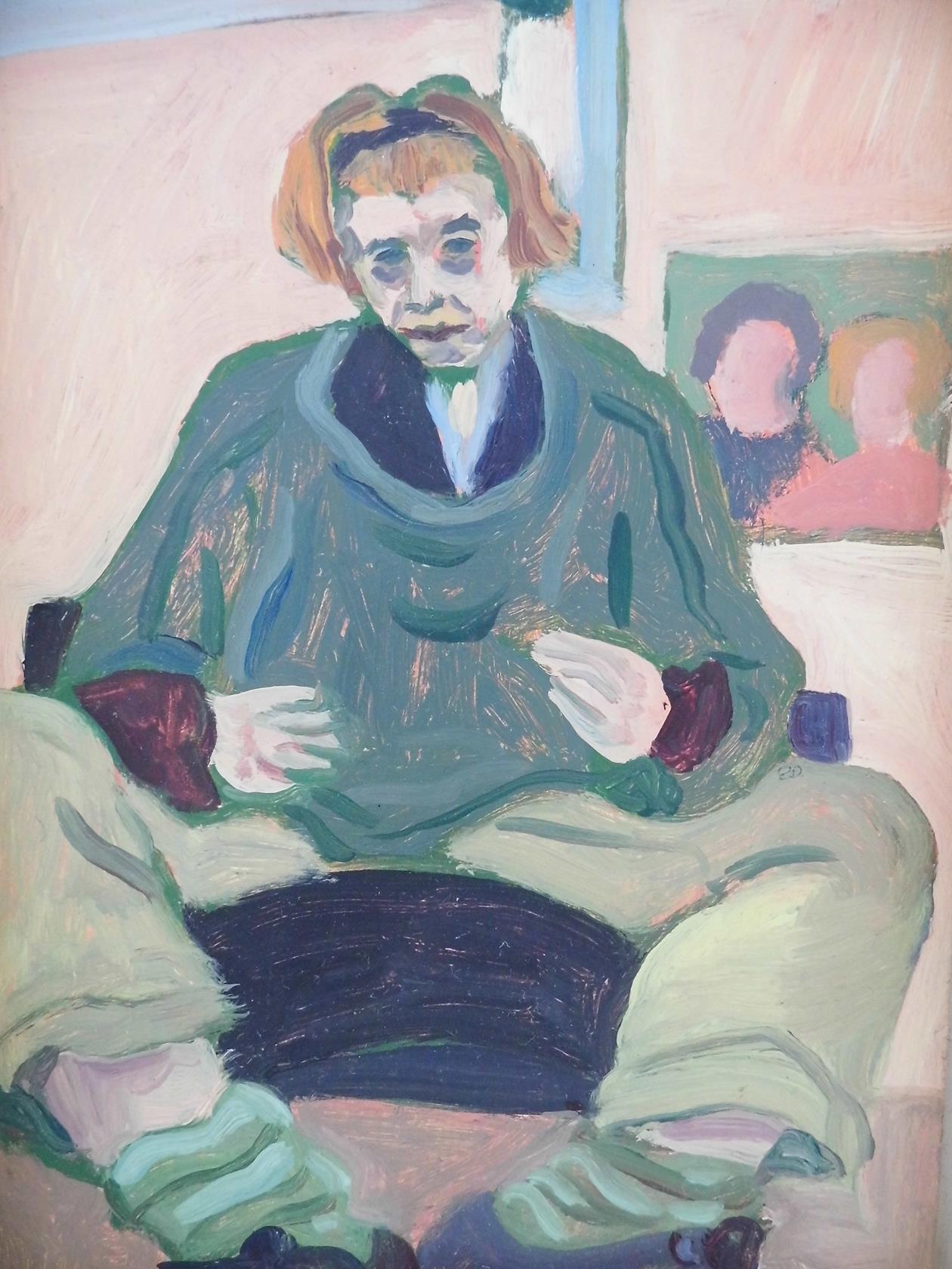 'Study in Pink with Portrait Below' Oil on Board 1995